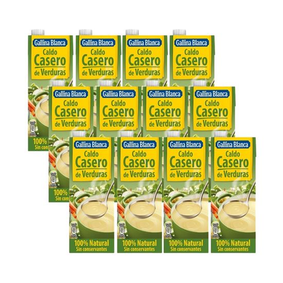 Imagen de Caldo casero de verduras 100% natural Gallina Blanca caja con 12 pzas de 1L c/u