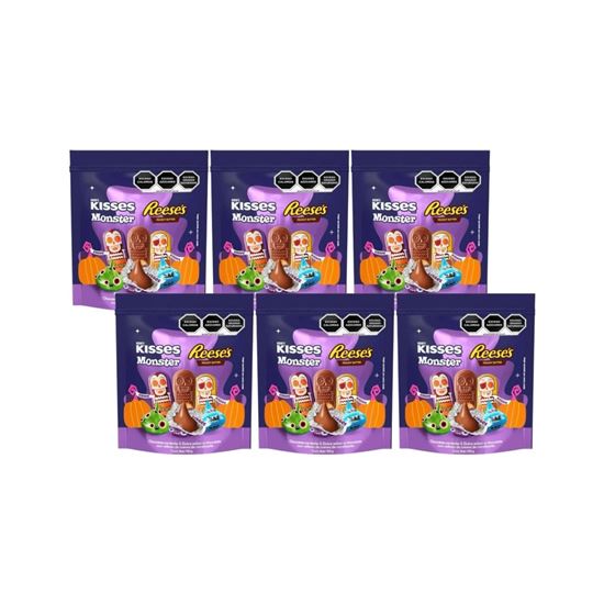 Imagen de Surtido de chocolates Hershey’s Kisses Monster y Reese's edición Halloween caja con 6 pzas de 500g c/u