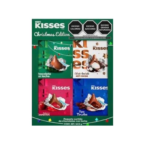 Imagen de Surtido de chocolates navideños Hershey’s Kisses Christmas Edition paquete con 4 pzas de 41.8g (167.5g)