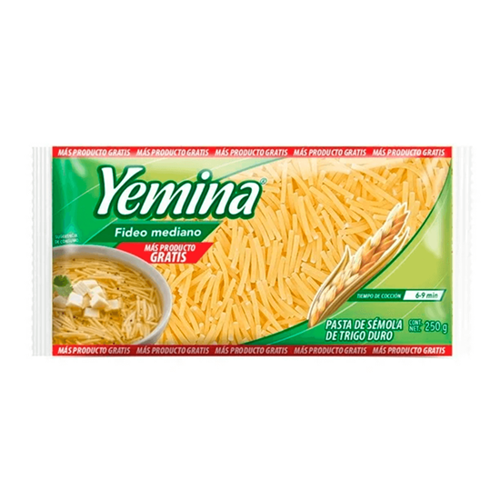 Imagen de Pasta de trigo fideo mediano Yemina 220g
