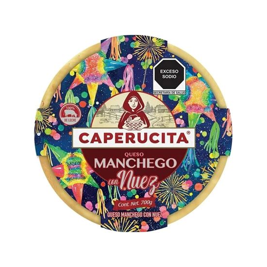 Imagen de Queso manchego con nuez Caperucita lata edición especial navideña piñatas 700g