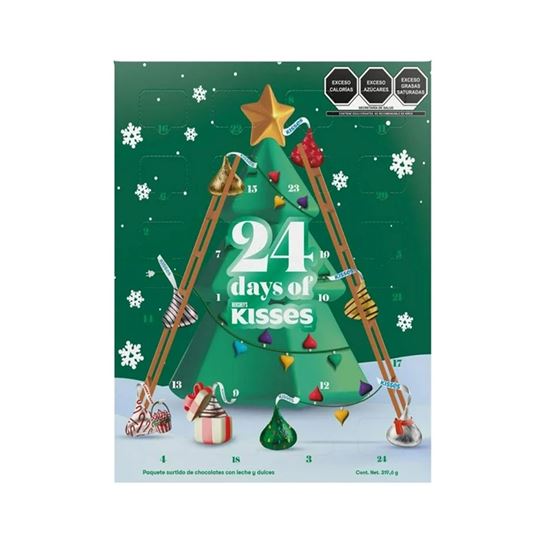 Imagen de Calendario de adviento paquete surtido de chocolates con leche y dulces 24 days of Hershey's Kisses 319.6g