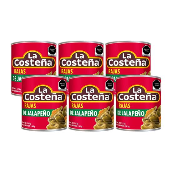 Imagen de Chile rajas La Costeña caja con 6 piezas de 2.9kg c/u