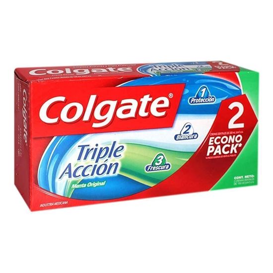 Imagen de Pasta dental Colgate Triple Acción menta original 1 paquete con 2 pzas de 75g c/u