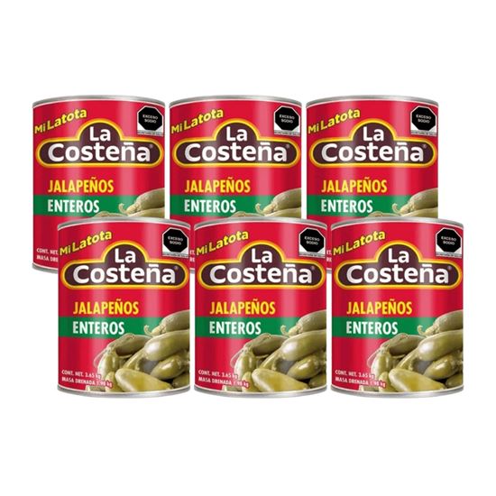 Imagen de Chiles jalapeños enteros La Costeña Mi Latota caja con 6 pzas de 3.65kg c/u