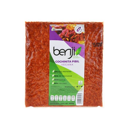 Imagen de Cochinita pibil 100% vegana con proteína de soya Benji Plantbased Gourmet 400g