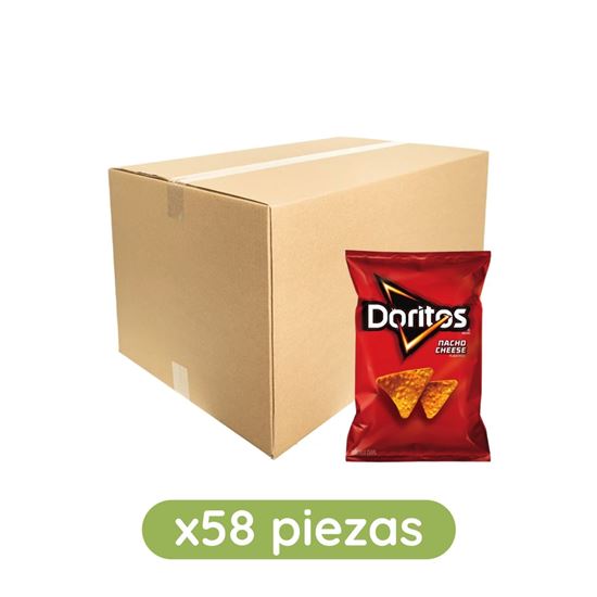 Imagen de Botana de maíz con queso y sabor chile Sabritas Doritos Nacho caja con 58 pzas de 33g c/u (1.914kg)
