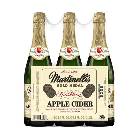 Imagen de Jugo de manzana espumoso sin alcohol Martinelli's Gold Medal 3 pack de 750ml c/u (2.25L)