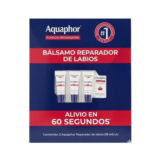 Imagen de Bálsamo reparador de labios Eucerin Aquaphor 4 pzas de 10ml c/u