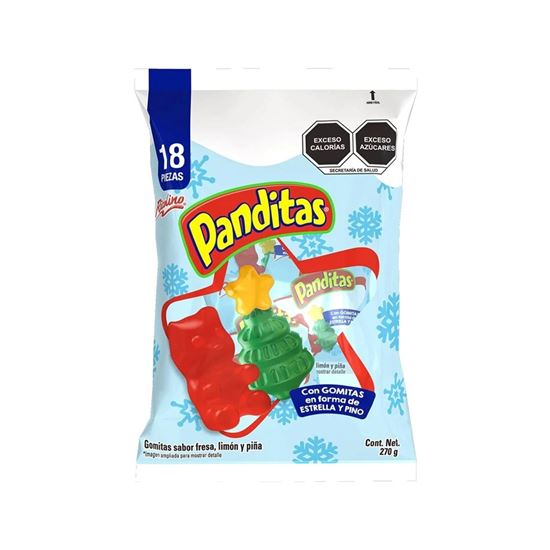 Imagen de Gomitas Ricolino Panditas Ho-Ho-Ho edición especial navidad 18 sobres de 15g c/u (270g)