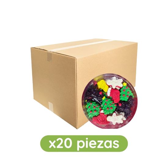Imagen de Gomitas navideñas (árbol, galleta de jengibre, bota y reno) Dulces Nissi caja con 20 botes de 1kg c/u (20kg)