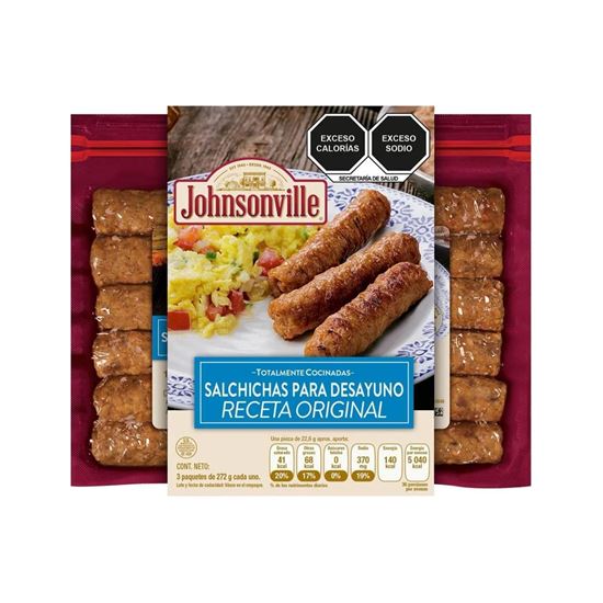 Imagen de Salchichas de cerdo para desayuno receta original Johnsonville 3 paquetes de 272g c/u (816g)