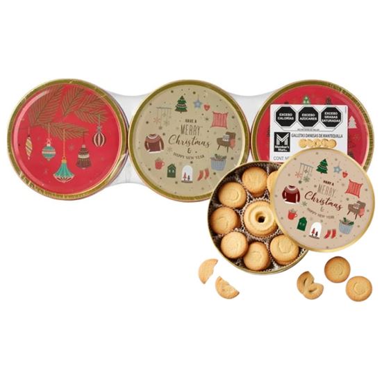 Imagen de Galletas danesas de mantequilla Member’s Mark latas navideñas 3 pzas de 454g c/u (1.362 kg)