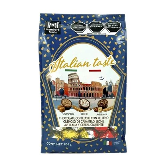 Imagen de Chocolate con leche con relleno cremoso de caramelo, leche, avellana y cereal crujiente Member's Mark Italian Taste 800g