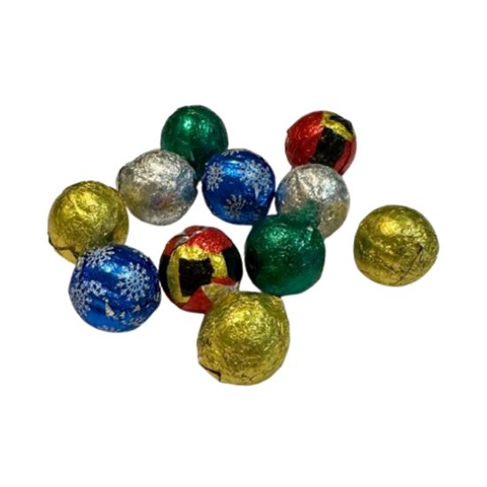 Imagen de Esferitas de chocolate con envolturas navideñas a granel