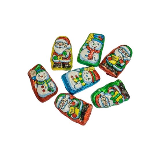 Imagen de Chocolates con envolturas navideñas de Santa Claus y muñecos de nieve a granel