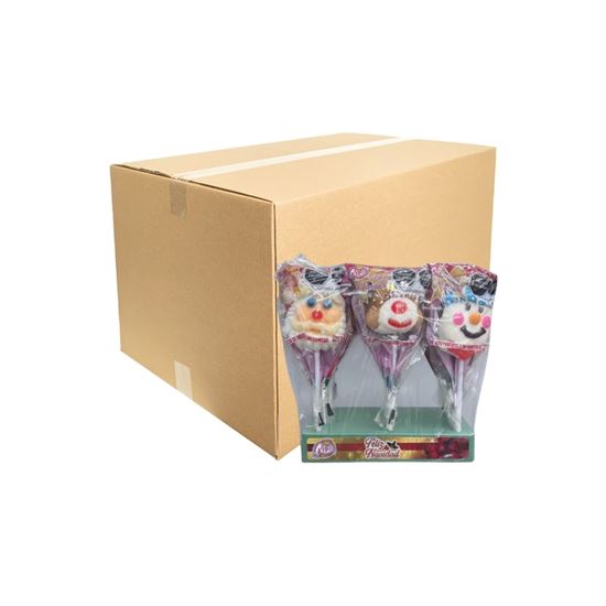 Imagen de Paletas de malvavisco con gomitas con figuras de Navidad Productos Risa caja con 45 pzas de 35g c/u (1.575kg)