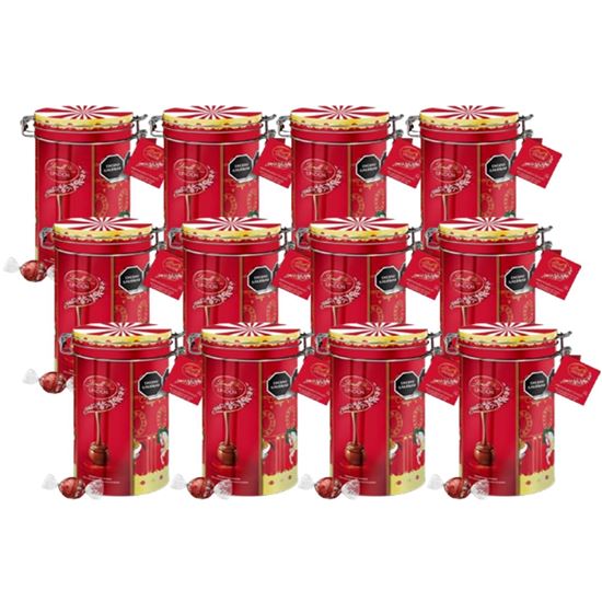 Imagen de Chocolates con leche con relleno suave edición limitada Lindt Lindor lata carrusel rojo caja con 12 pzas de 192g c/u (2.304kg)
