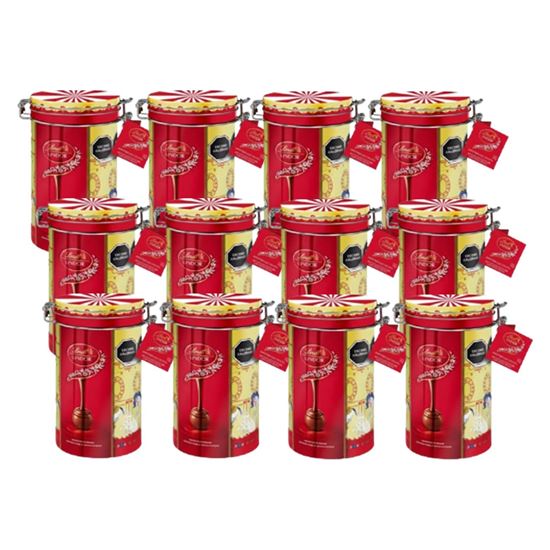 Imagen de Chocolates con leche con relleno suave edición limitada Lindt Lindor lata carrusel dorado caja con 12 pzas de 192g c/u (2.304kg)