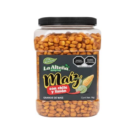 Imagen de Botana granos de maíz con chile y limón La Alteña vitrolero 1kg