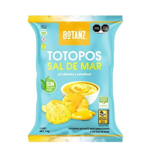 Imagen de Totopos de maíz para nachos con sal de mar Botanz 1kg