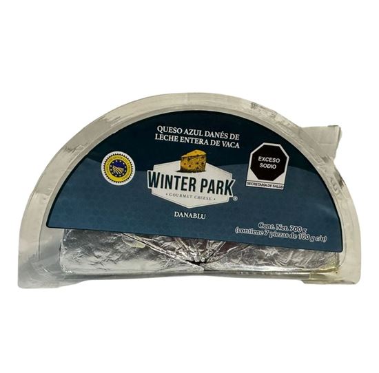Imagen de Queso azul danés de leche entera de vaca Winter Park Danablu 7 pzas de 100g c/u (700g)
