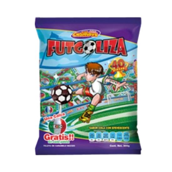 Imagen de Paletas de caramelo sabor cola Dulces Chompys Futgoliza 40 pzas (400g)