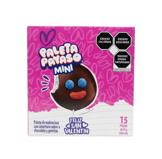 Imagen de Paleta Payaso Mini Ricolino Feliz San Valentín 15 pzas (375g)
