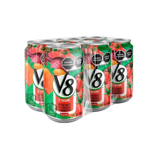 Imagen de Néctar mixto de vegetales Campbell's V8 El Original paquete con 6 latas de 340ml c/u