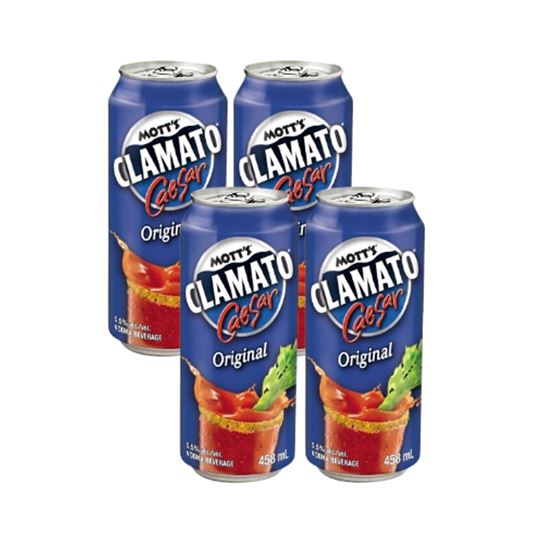 Imagen de Bebida preparada con vodka y jugo de tomate Mott's Clamato Caesar paquete con 4 latas de 458ml c/u