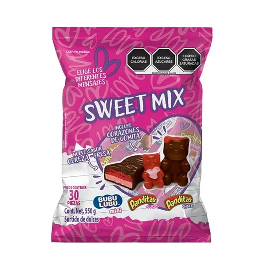 Imagen de Surtido de dulces (Bubu Lubu, Panditas Cursis y Panditas Choco) Ricolino Sweet Mix 30 pzas (550g)