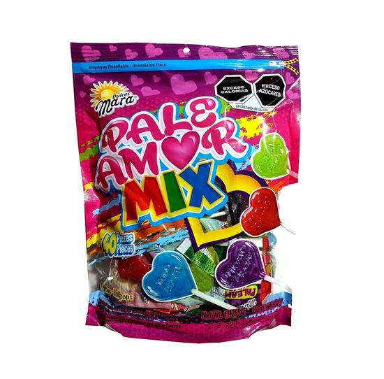 Imagen de Paletas de caramelo macizo acidulado sabores surtidos Montes Pale Amor Mix 320g