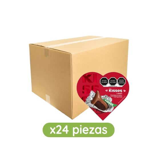 Imagen de Chocolate con leche y suave relleno cremoso Hershey’s Kisses Roses caja con 24 pzas de 36.9g c/u