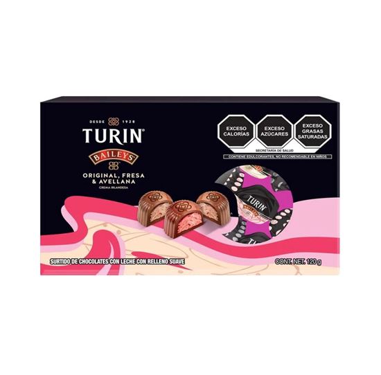 Imagen de Surtido de chocolates con leche con relleno suave (original, fresa & avellana) Turín Baileys 120g