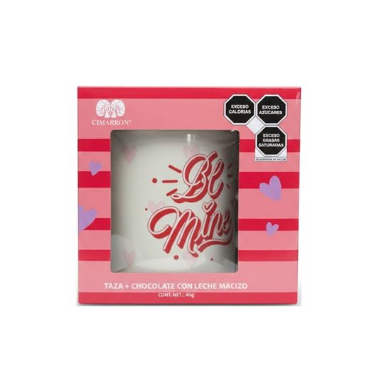 Imagen de Taza San Valentín con diseño de frase “Be Mine” + 40g de chocolate Cimarrón