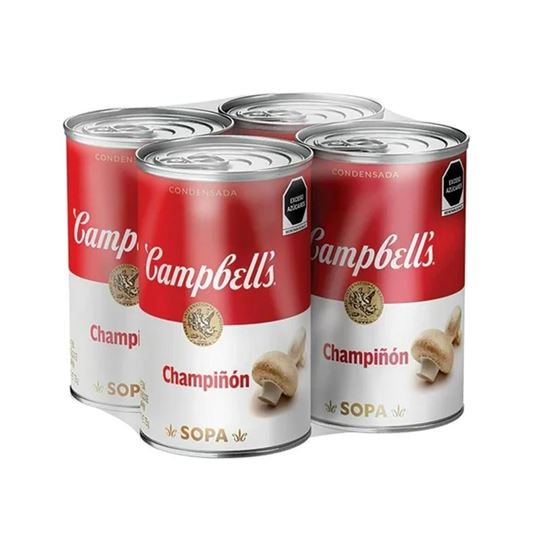 Imagen de Sopa crema de champiñón Campbell's en lata paquete con 4 pzas de 735g c/u