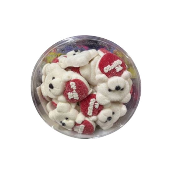 Imagen de Bombón en forma de osito de peluche con corazón “te quiero” Ay Gummy Teddy Blanco 20 pzas