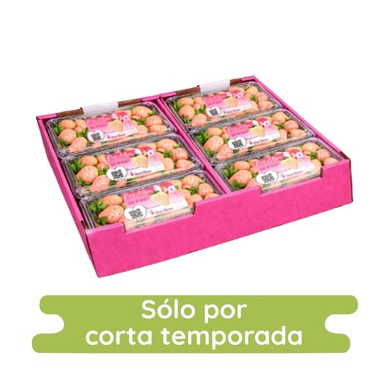 Imagen de Fresa piña albina importada Pink-A-Boo Pineberries en domo caja con 6 pzas de 283g c/u (1.698kg)