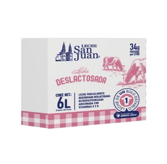 Imagen de Leche deslactosada alta en proteína San Juan caja con 6 pzas de 1L c/u