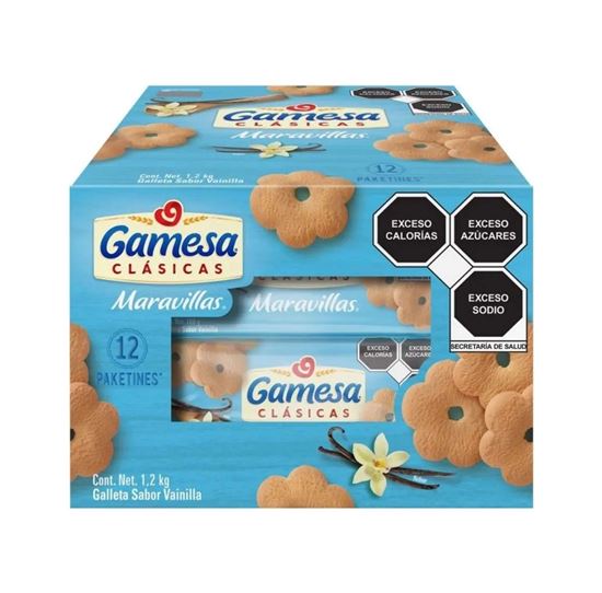 Imagen de Galletas sabor vainilla Gamesa Clásicas Maravillas caja con 12 paketines de 100g c/u (1.2kg)