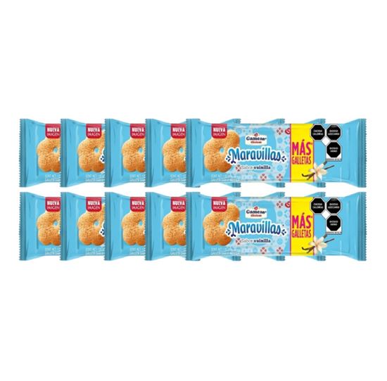 Imagen de Galletas sabor vainilla Gamesa Clásicas Maravillas media caja con 10 rollos de 125g c/u (1.25kg)
