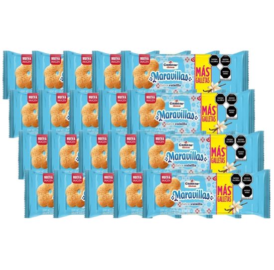 Imagen de Galletas sabor vainilla Gamesa Clásicas Maravillas caja con 20 rollos de 125g c/u (2.5kg)