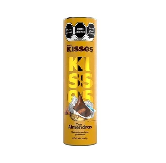 Imagen de Chocolate con leche y almendras Hershey’s Kisses tubo con 184.2g