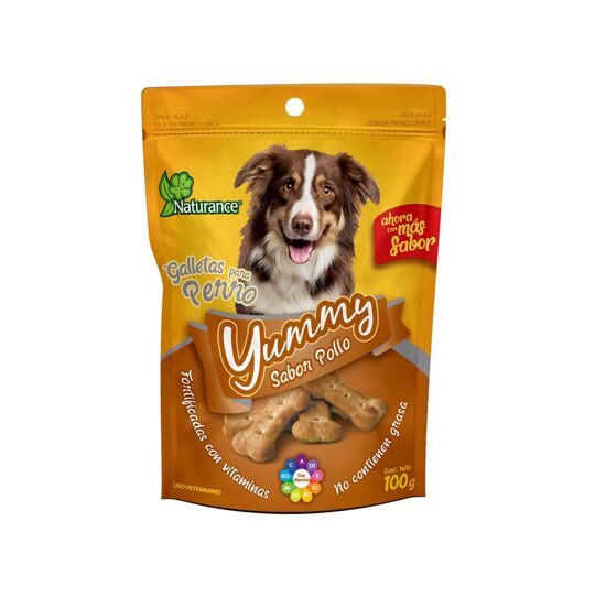Imagen de Premios galletas sabor pollo para perro fortificadas con vitaminas y sin grasa Fancy Pets Yummy 100g