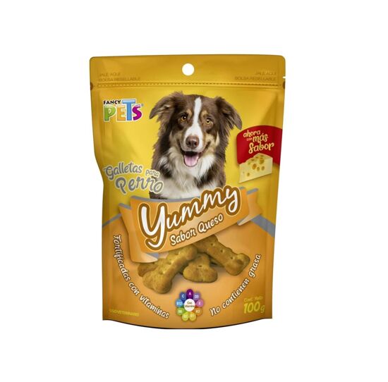 Imagen de Premios galletas sabor queso para perro fortificadas con vitaminas y sin grasa Fancy Pets Yummy 100g