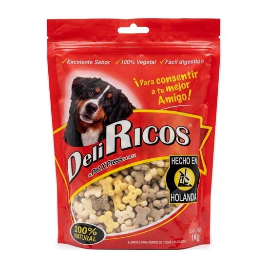 Imagen de Premios 100% naturales para perro en forma de hueso pequeño Pet X Press Deli Ricos en bolsa resellable 1kg
