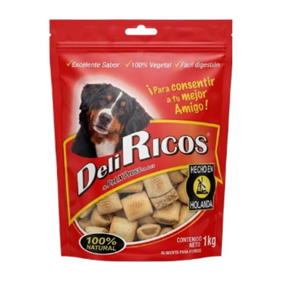 Imagen de Alimento 100% natural para perro en forma de panqué relleno premios Pet X Press Deli Ricos en bolsa resellable 1kg