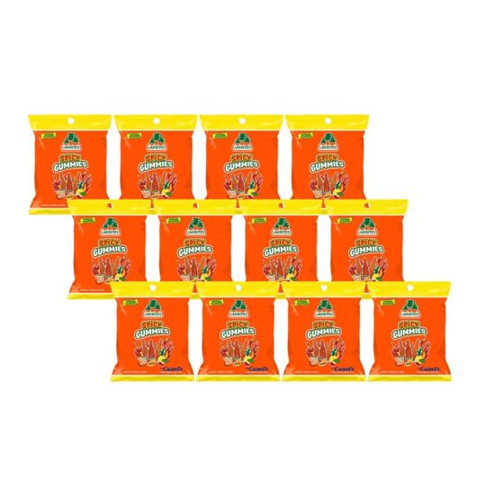 Imagen de Gomitas enchiladas sabores tamarindo, piña y mango Canel's Jarritos Spicy Gummies caja con 12 pzas de 82g c/u (984g)