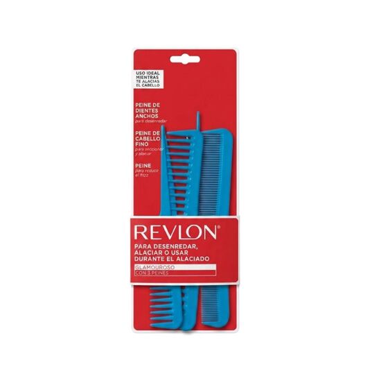 Imagen de Set de 3 peines para desenredar, seccionar o usar durante el alaciado Revlon Set Glamouroso