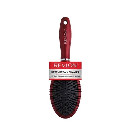 Imagen de Cepillo ovalado color rojo acabado suave desenreda y suaviza Revlon